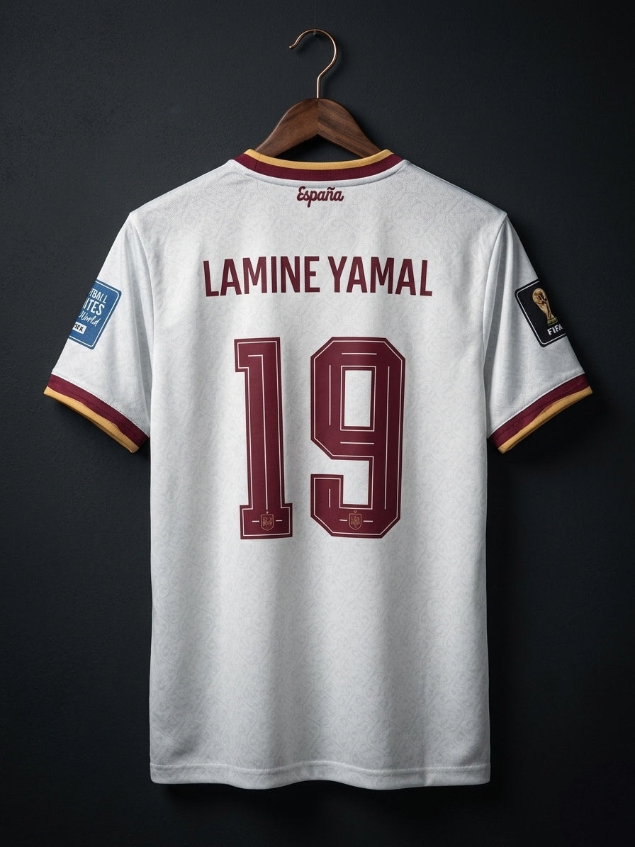 Lamine Yamal #19 | Spain away | Noraml Sleeves | Round Neck | Sublimation Print