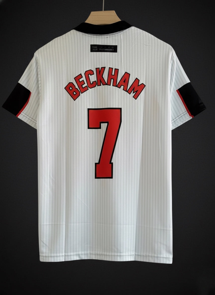 Beckham-07 England 1998 Retro Home Jersey – Collar Edition | Embroidered Finish