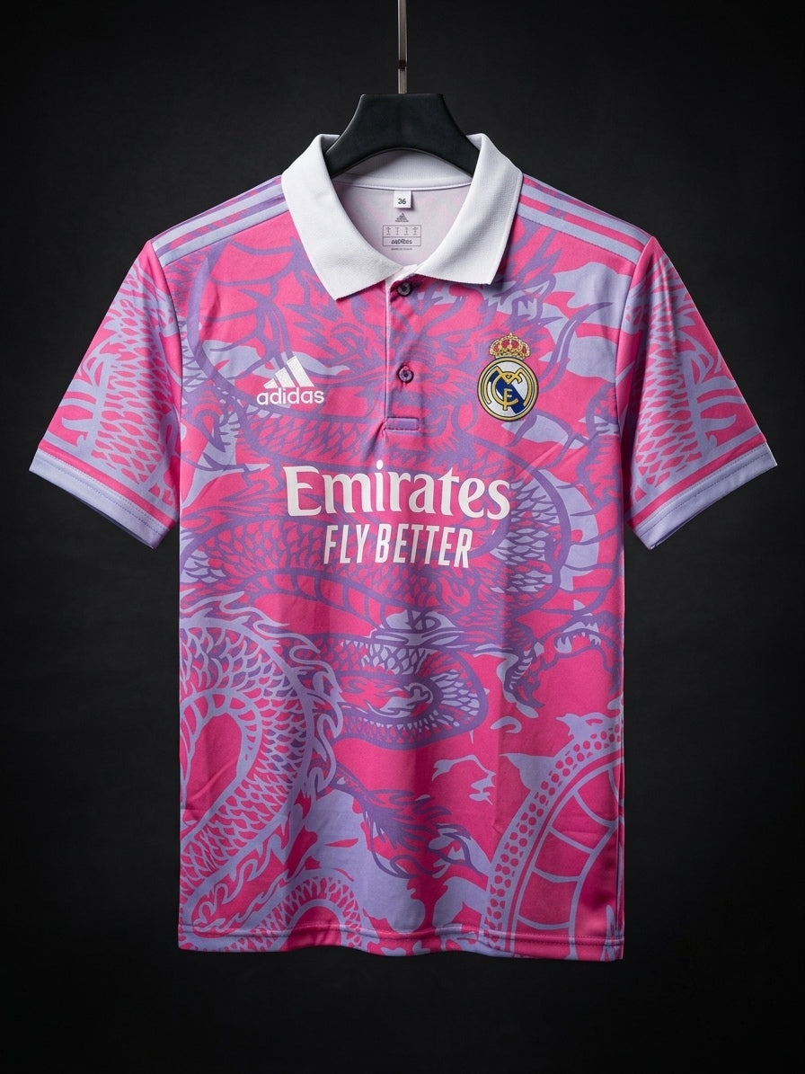 Real Madrid | Pink Dragon | Collar with Button | Sublimation Print | haramball.in