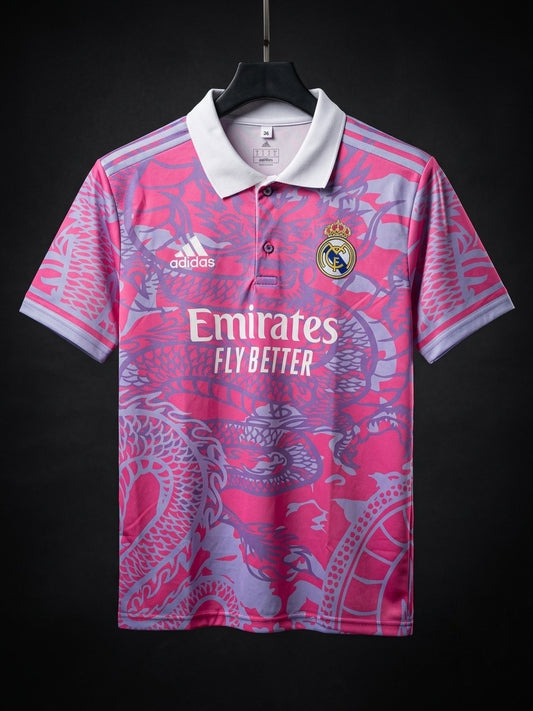 Real Madrid | Pink Dragon | Collar with Button | Sublimation Print | haramball.in