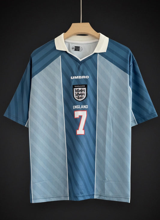 England 1998 Away Jersey – Beckham #7
(Embroidered · Five-Sleeve Retro Edition)