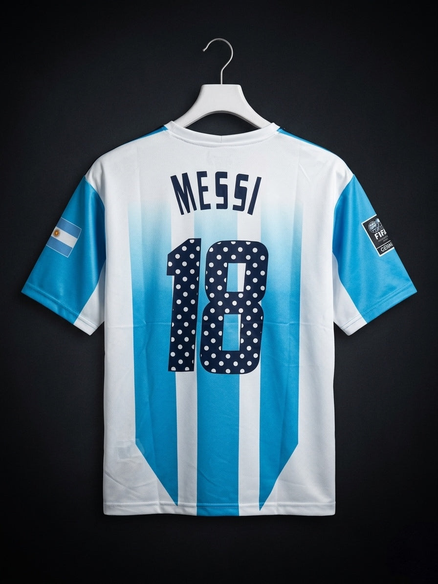 Messi #18 | Argentina | 2005 Confederation Cup | Five Sleeves | Sublimation Print