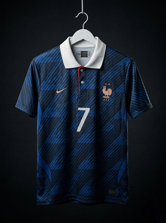 Dembele #07 | France World Cup 2026 | Collar with button | Sublimation Print | haramball.in