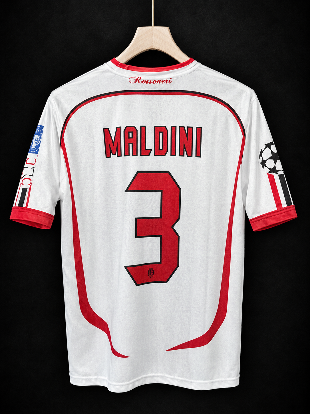 Maldini #03 | Ac Milan Away 2007 UEFA final edition | Embroidery Logos | Oversized Five Sleeve | haramball.in