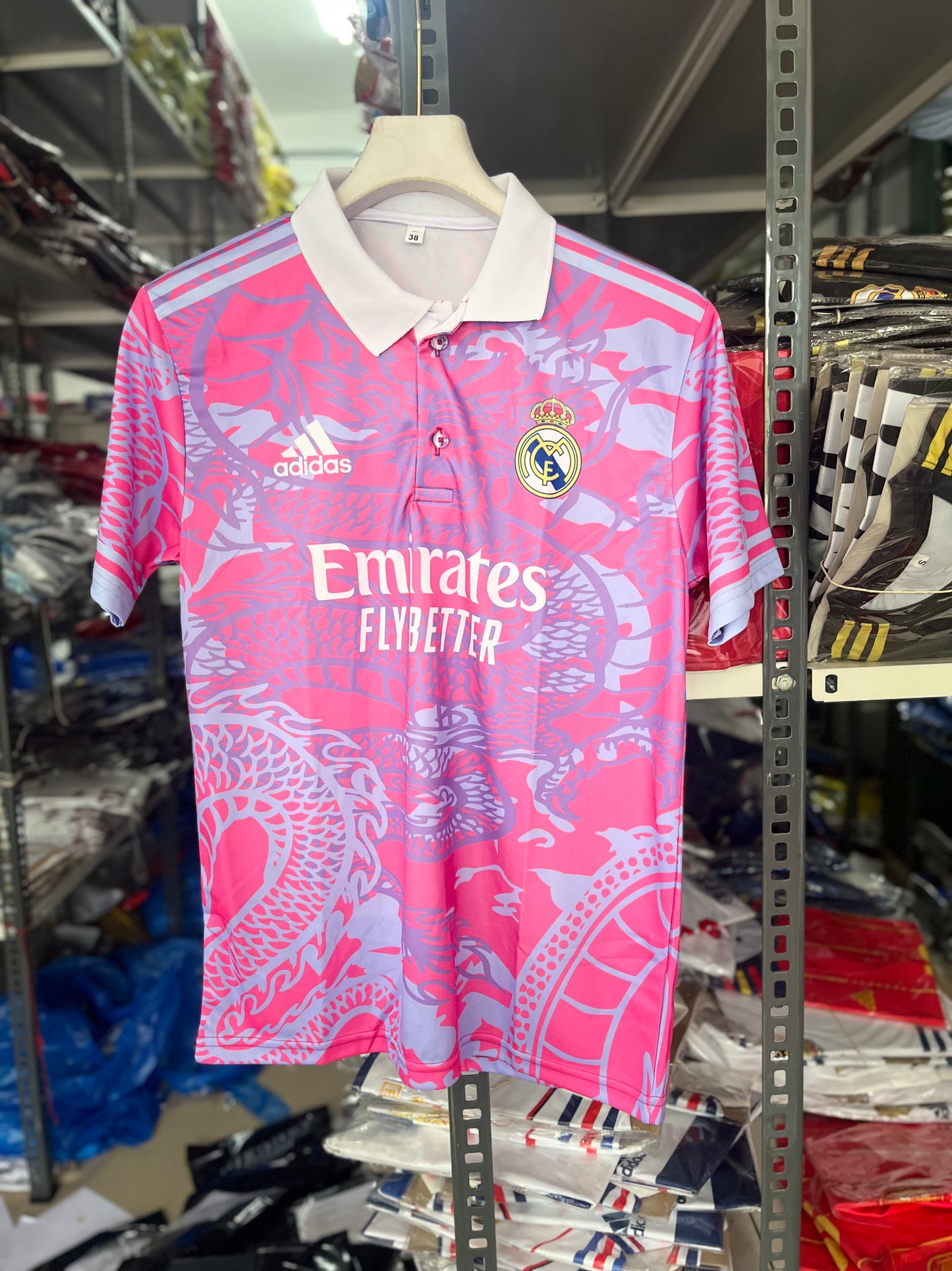 Real Madrid | Pink Dragon | Collar with Button | Sublimation Print | haramball.in